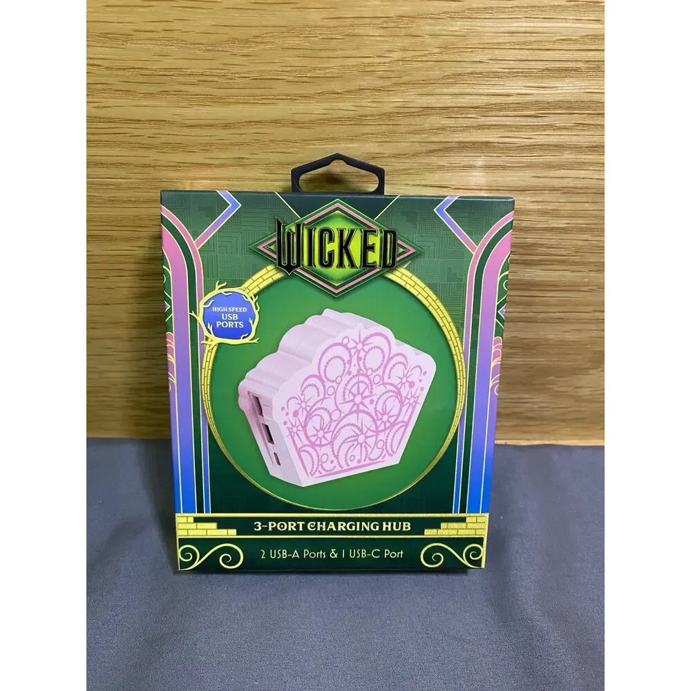 NEW Wicked Glinda's Crown Pink Charging Hub ~ 3-Port (2) USB-A / (1) USB-C